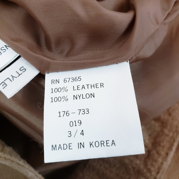 Vintage 80's BB Dakota Leatherwear Mini Leather Skirt Tan - Picture 8 of 8